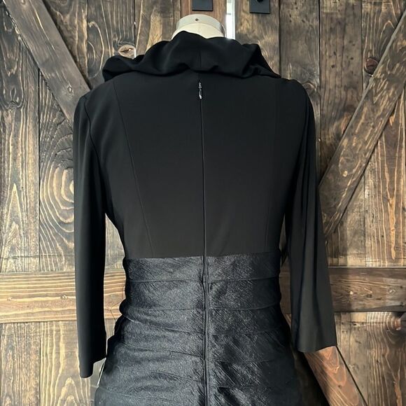 adrianna papell black layered shift shuttered  dress - Picture 6 of 10